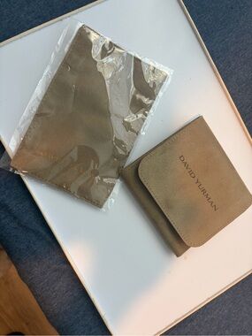 David Yurman Taupe Suede Card & Key Wallet Set
